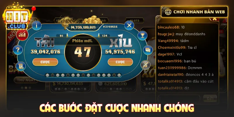Các bước đặt cược nhanh chóng