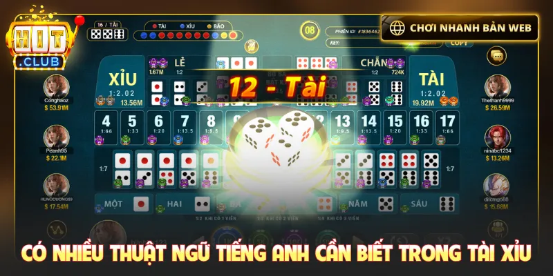 Có nhiều thuật ngữ tiếng Anh cần biết trong tài xỉu