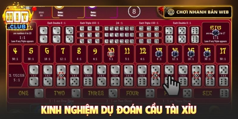 Kinh nghiệm dự đoán các loại cầu tài xỉu
