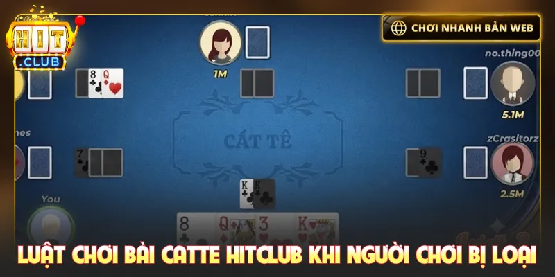Luật chơi bài Catte Hitclub khi người chơi bị loại