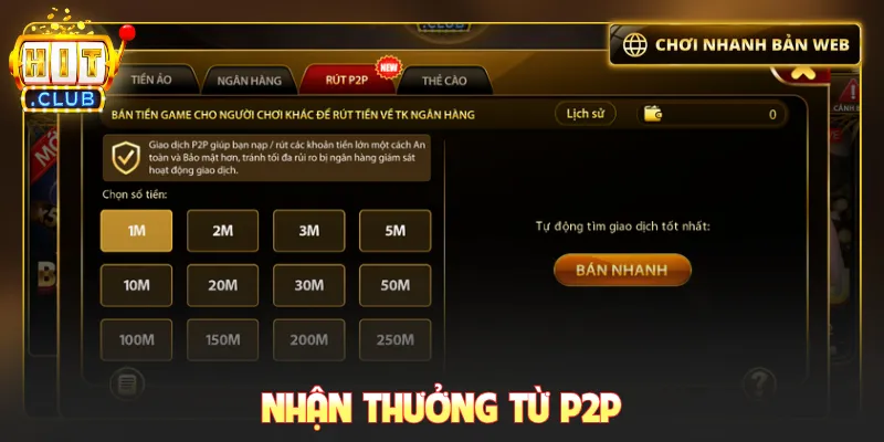 Nhận thưởng từ P2P